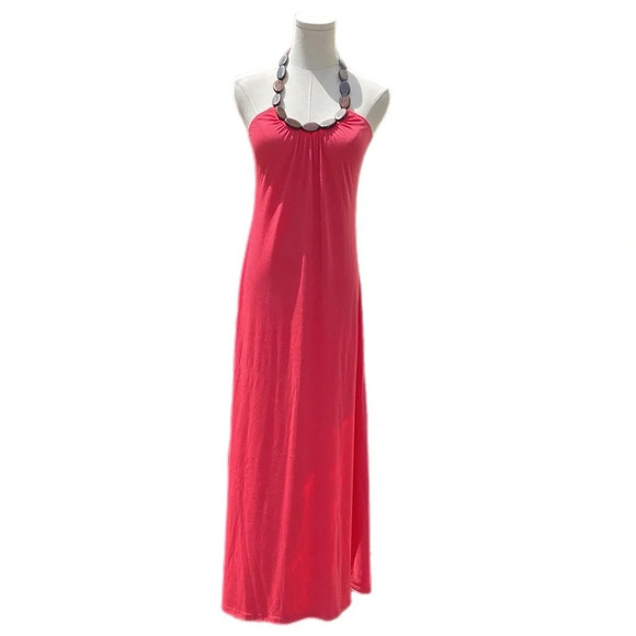 🌸 Halter maxi dress pink size small - Picture 2 of 11